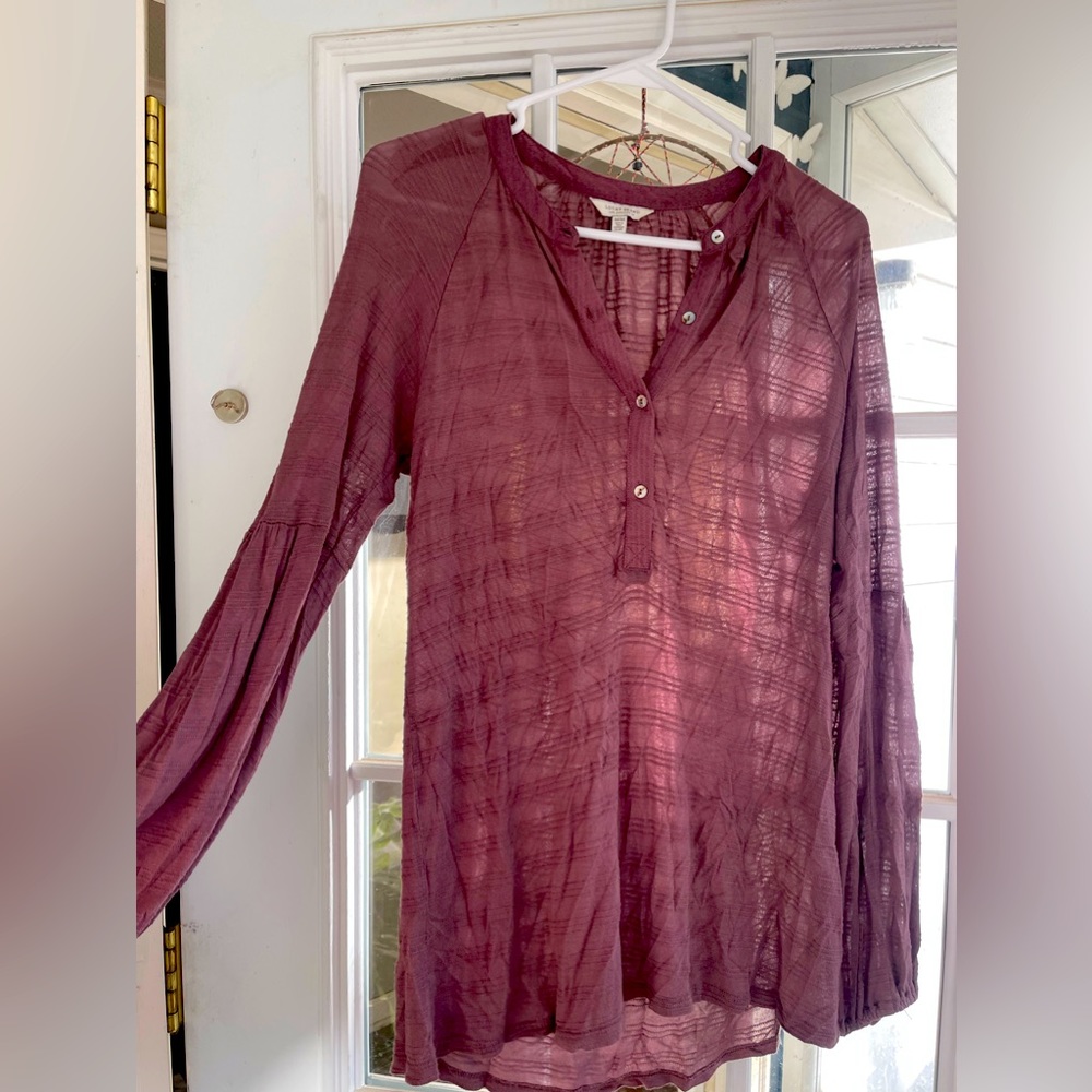 Long sleeve Lucky Brand semi-sheer top